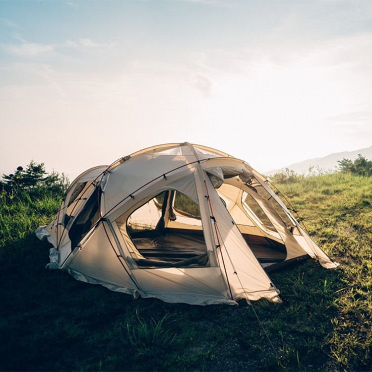 Khemah Kubah Geodesik Keluarga 6–8 Orang dengan Terowong Sambungan untuk Camping Outdoor