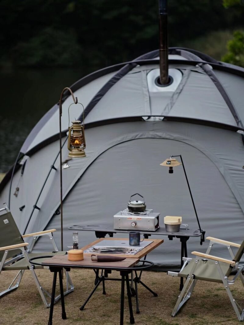 Khemah Berkubah Geodesik 5-Orang dengan Lubang Dapur untuk Camping Outdoor